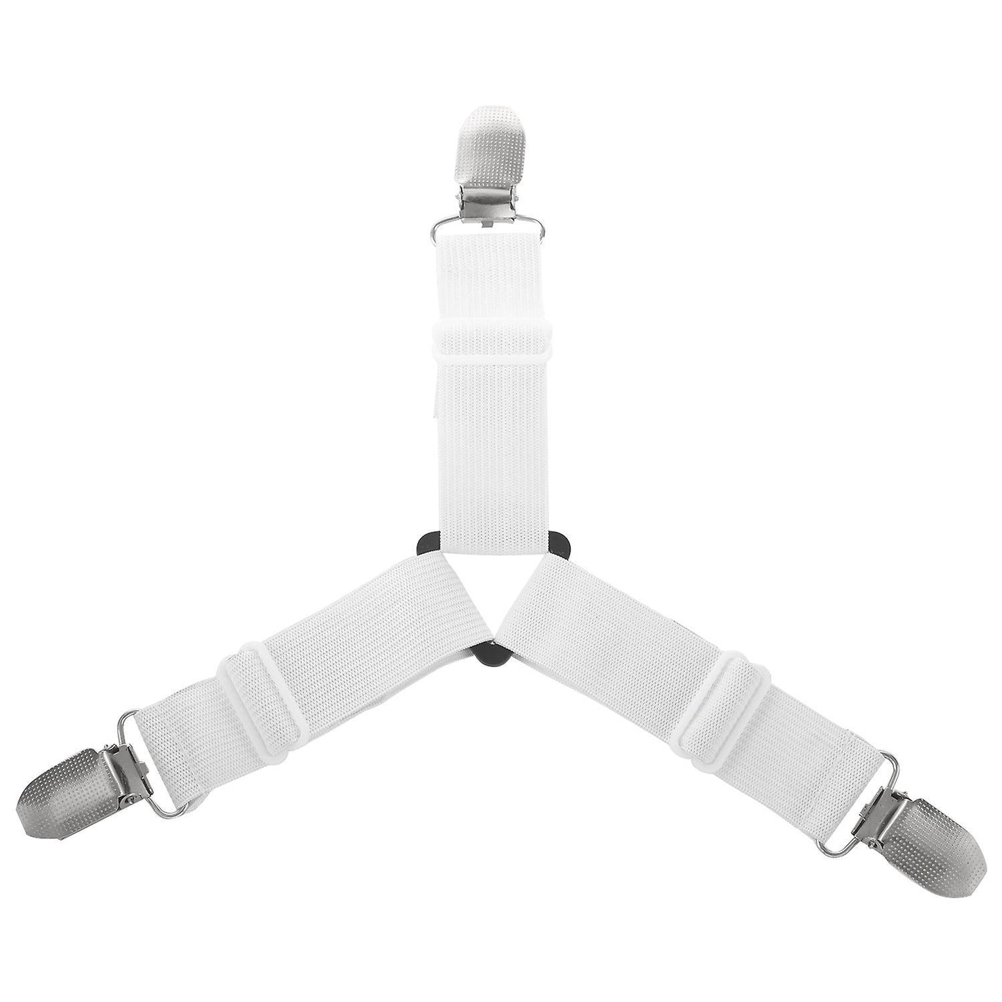 4x 3-way Adjustable Bed Sheet Holders Metal Clips (white)