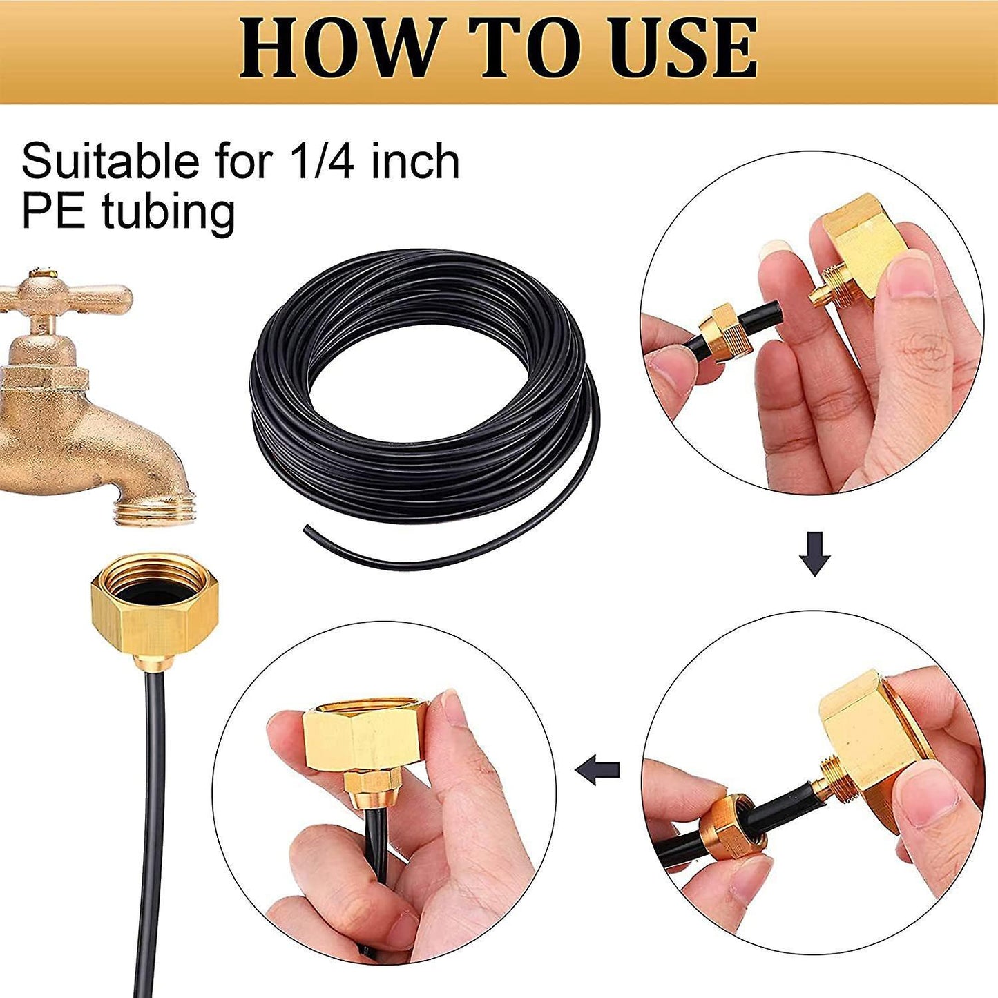 Hose Adapter Garden Brass 1/4inch to Irrigation Hose Adapter