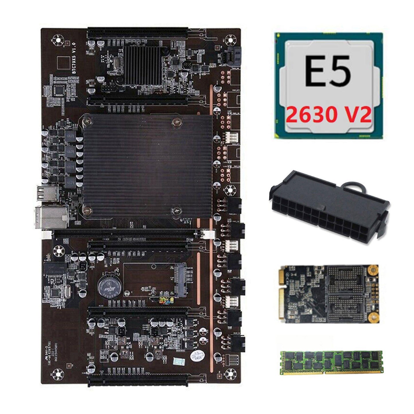 H61 X79 Btc Mining Motherboard with E5 2630 V2 Cpu+recc 4g Ddr3 Ram