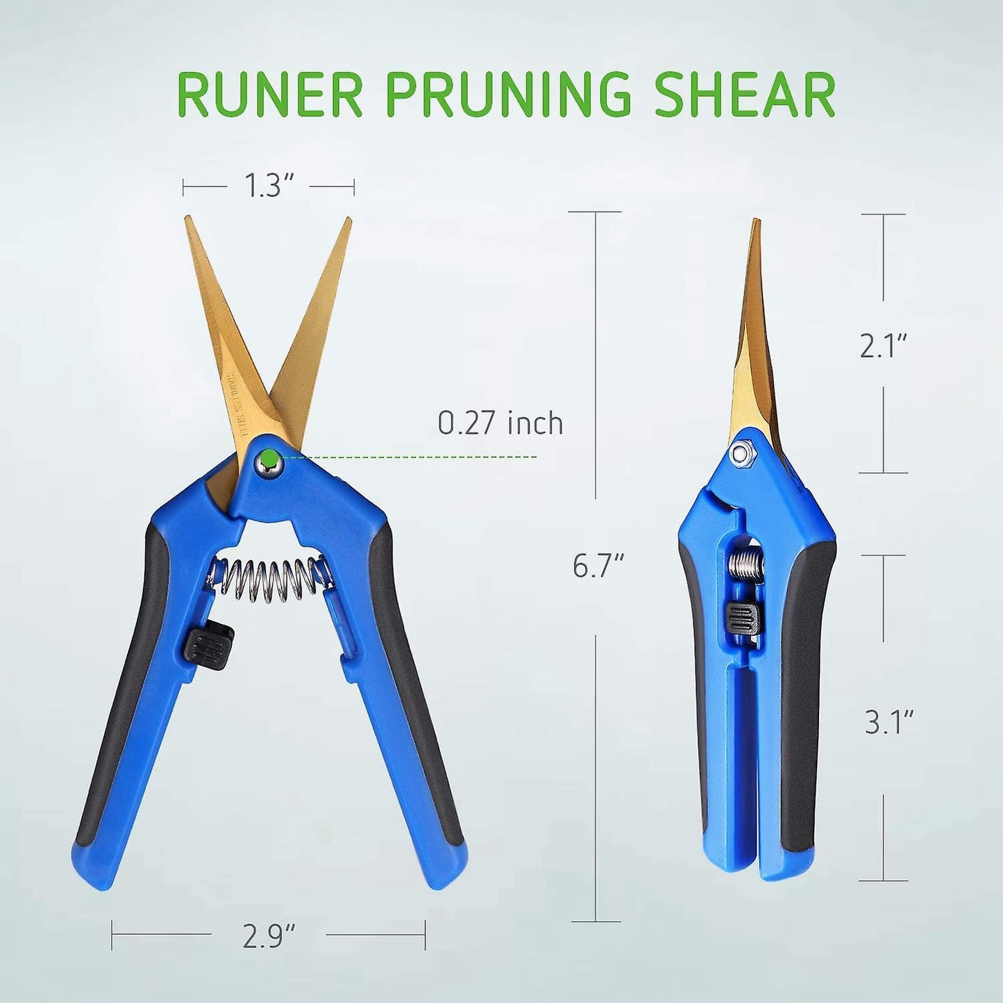 Garden Hand Trimmer, with Stainless Steel Blade, 1 Pack, Blue