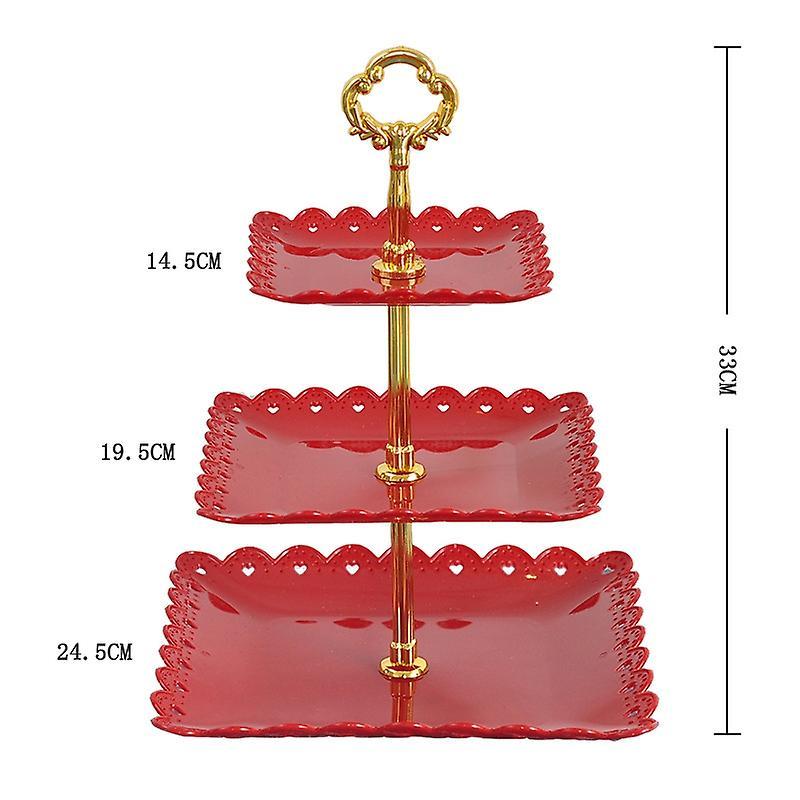 Fruit Tray 3-layer Entrepreneurial Cake Rack Wedding Cake Tray Red