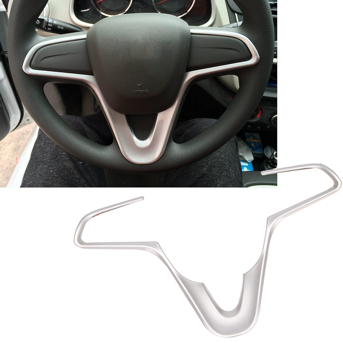 Matte Silver Steering Wheel Trim Strip for Chevrolet Sail 3 2015-2017