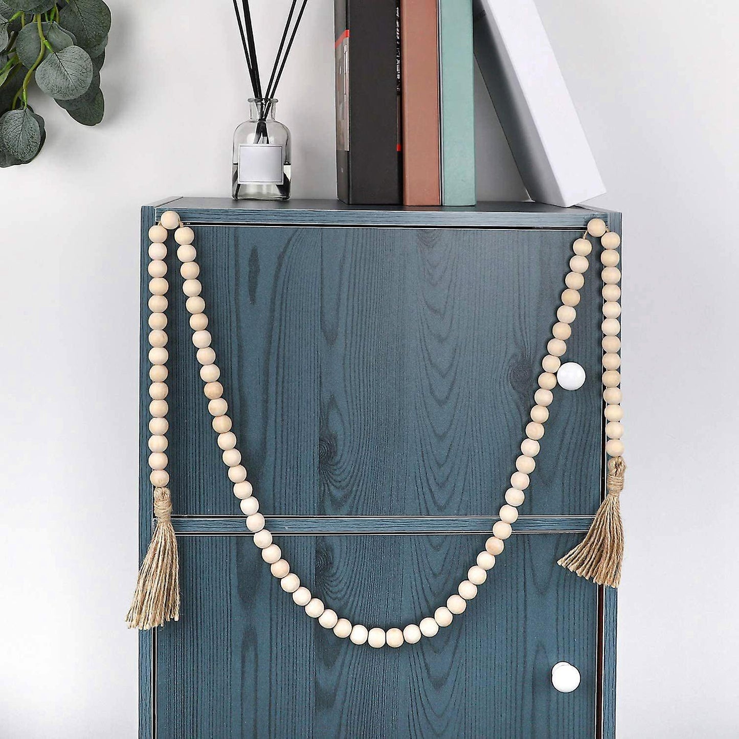 3 Pack Wood Bead Garland with Tassels for Wall Hanging Decor