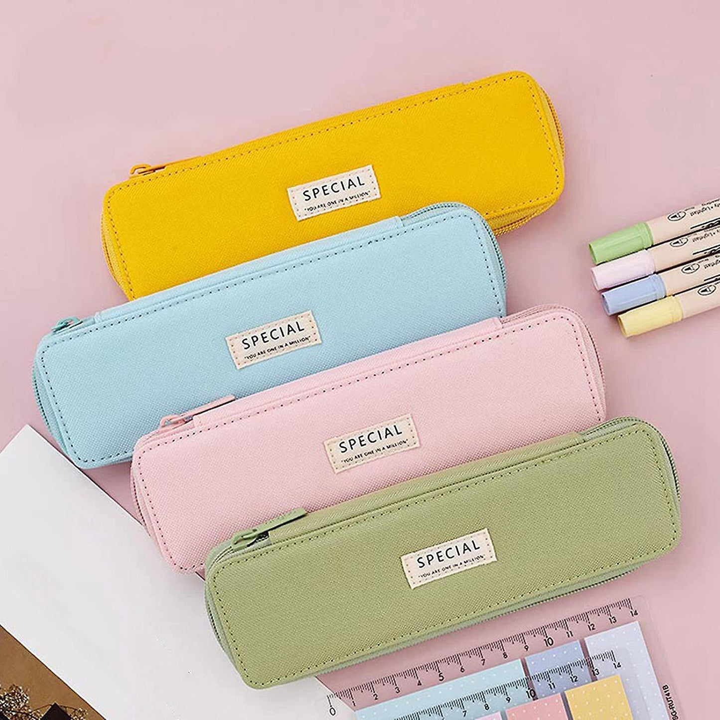 Angoo Canvas Pencil Case,stylish Simple Pencil Bag Yellow