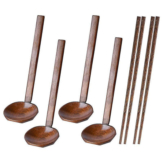 4 Pieces Japanese Long Handle Large Spoon Ramen Spoon