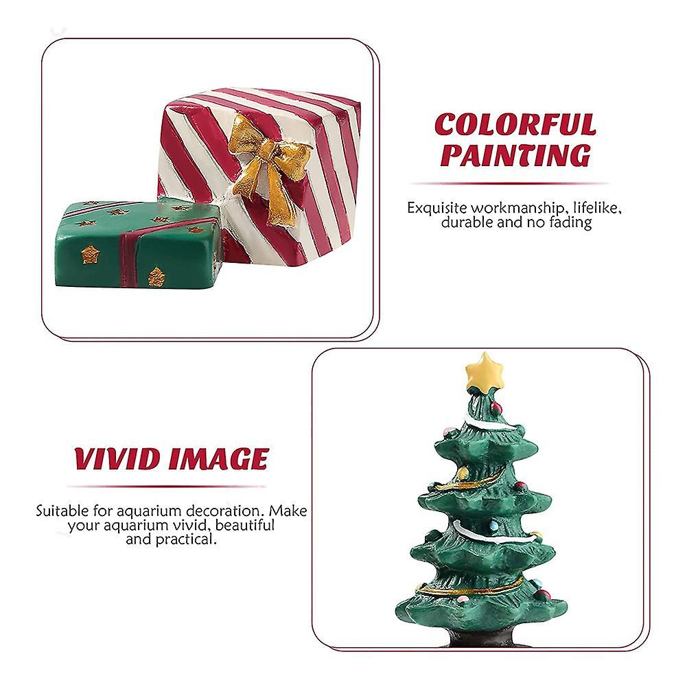 Aquarium Decoration Xmas Tree Present Box for Fish Tank Supplies