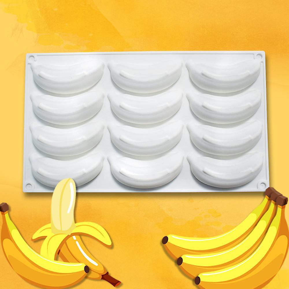 12 Cell Banana Silicone Cake Mold for Baking Chocolate Pastry Mouler