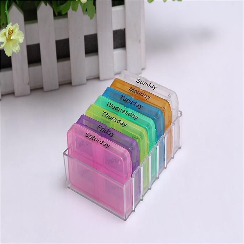 English Color Small Medicine Box Sealed 7-layer Folding Storage Boxes