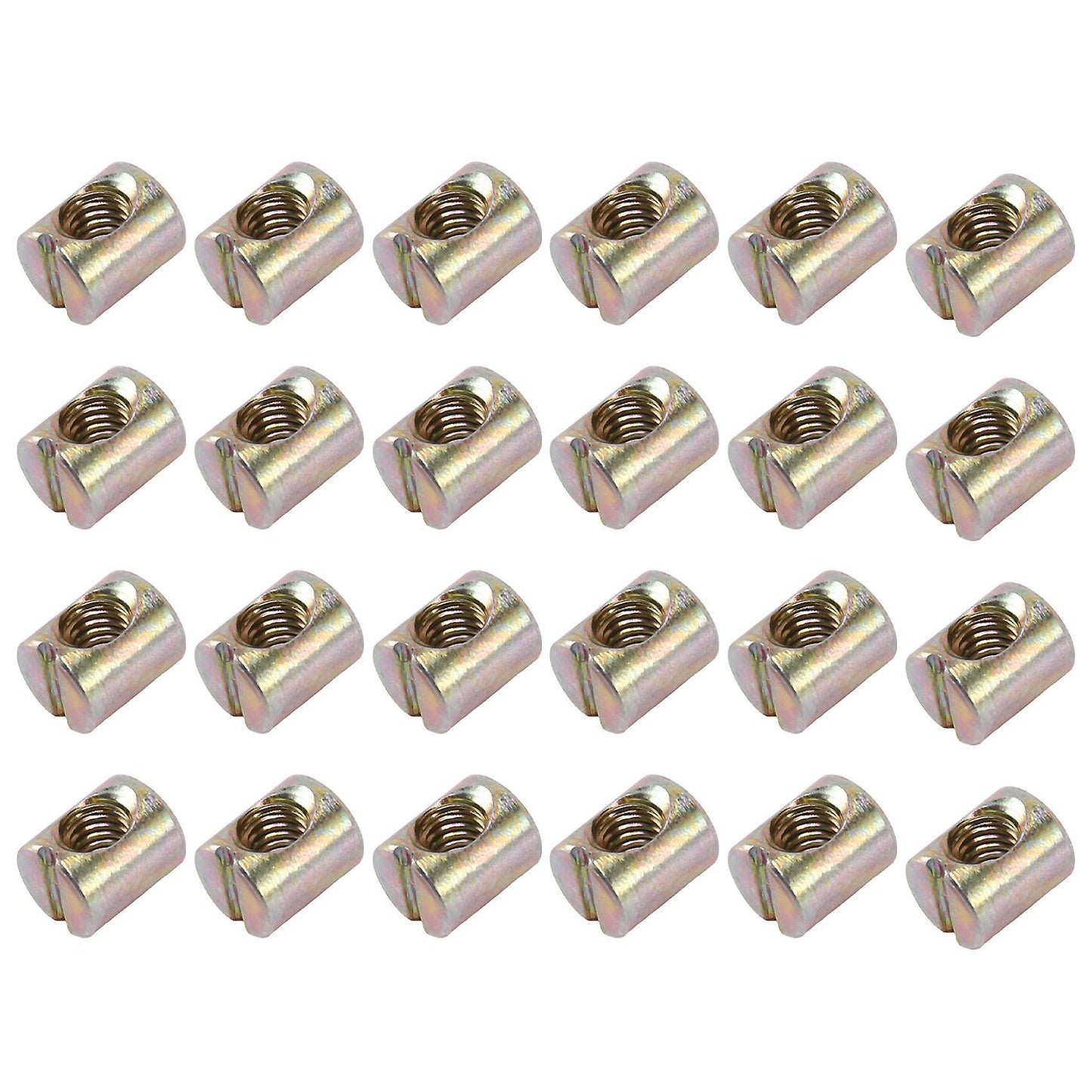 24 Pieces M6 Barrel Nuts Cross Dowels Slotted Nuts for Furniture Beds