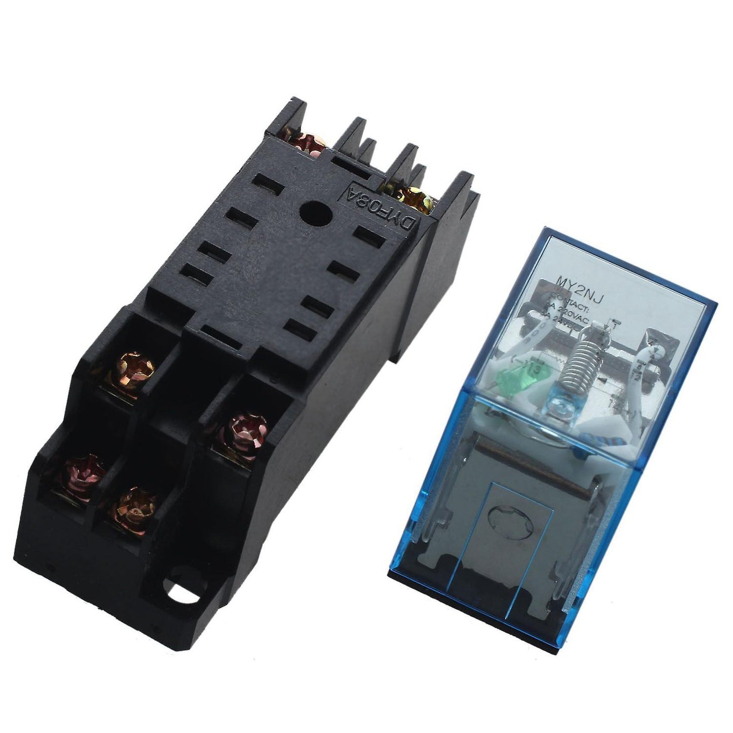 2x My2nj Model Dpdt 24vdc Coil 8 Pin 35mm Din Rail Power Relay&socket