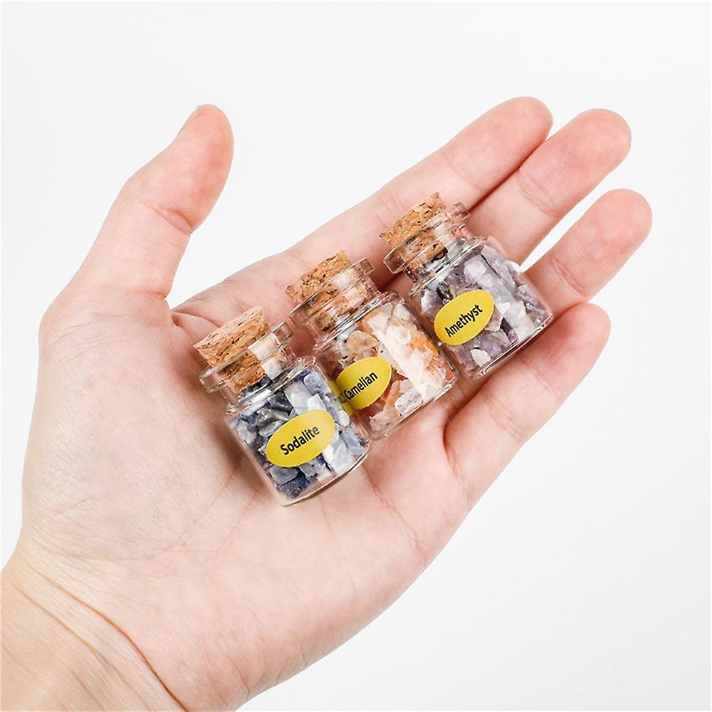 9 Bottles Wishing Bottle Natural Quartz Crystal Gravel Amethyst Stone