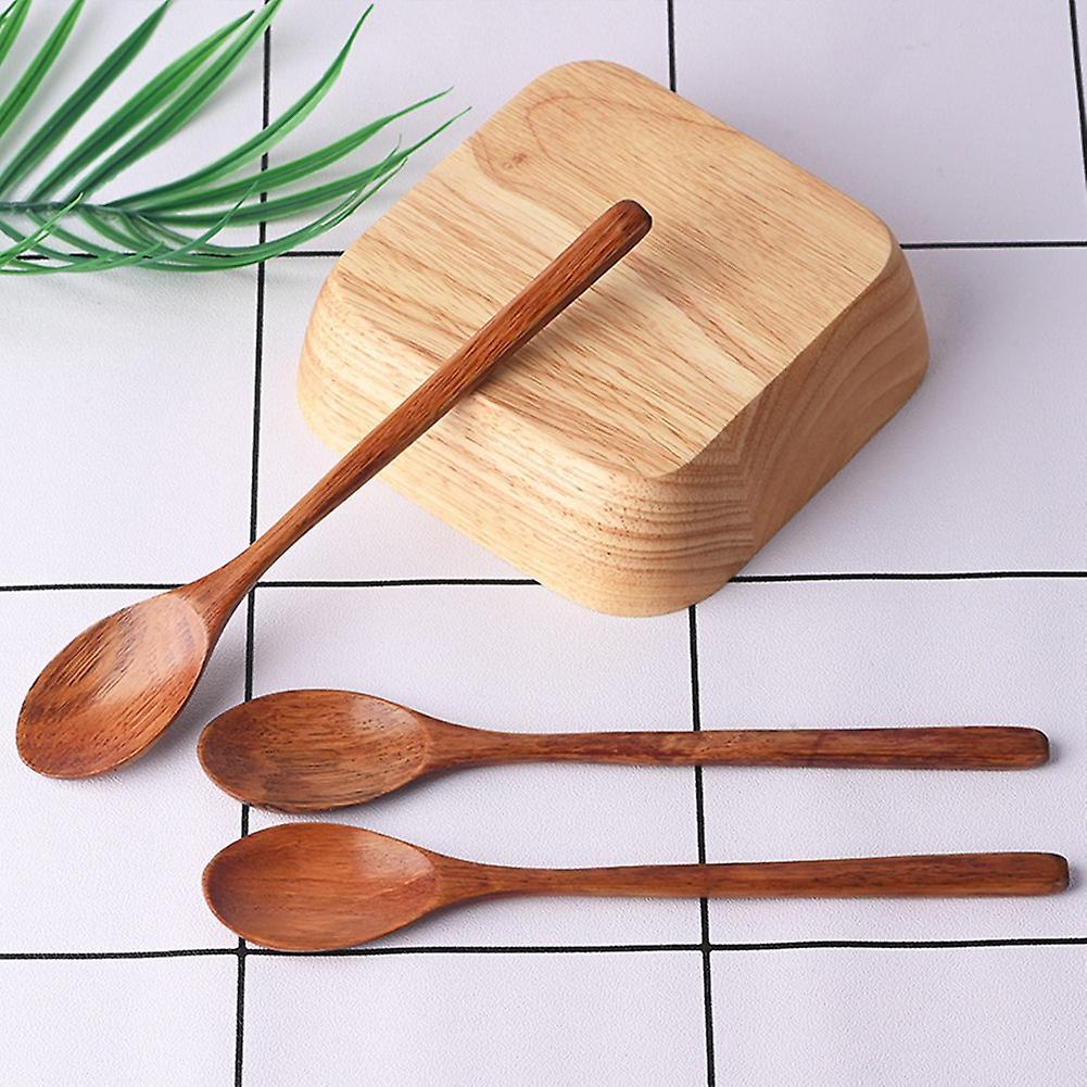 10 Pieces Wood Soup Spoons for Stirring, Long Handle Spoon Utensil