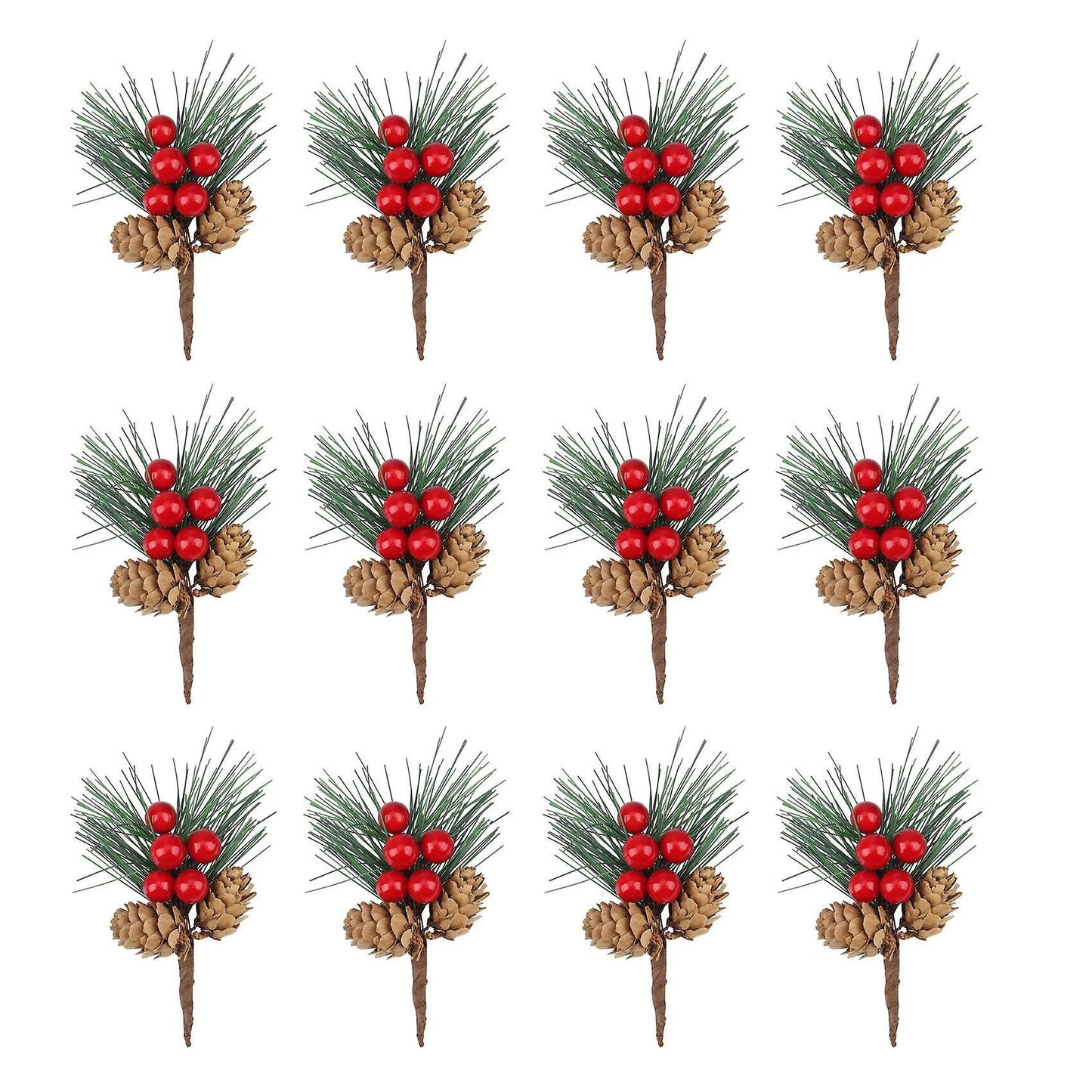 12pcs Simulation Pine Needle Branches Holiday Decoration