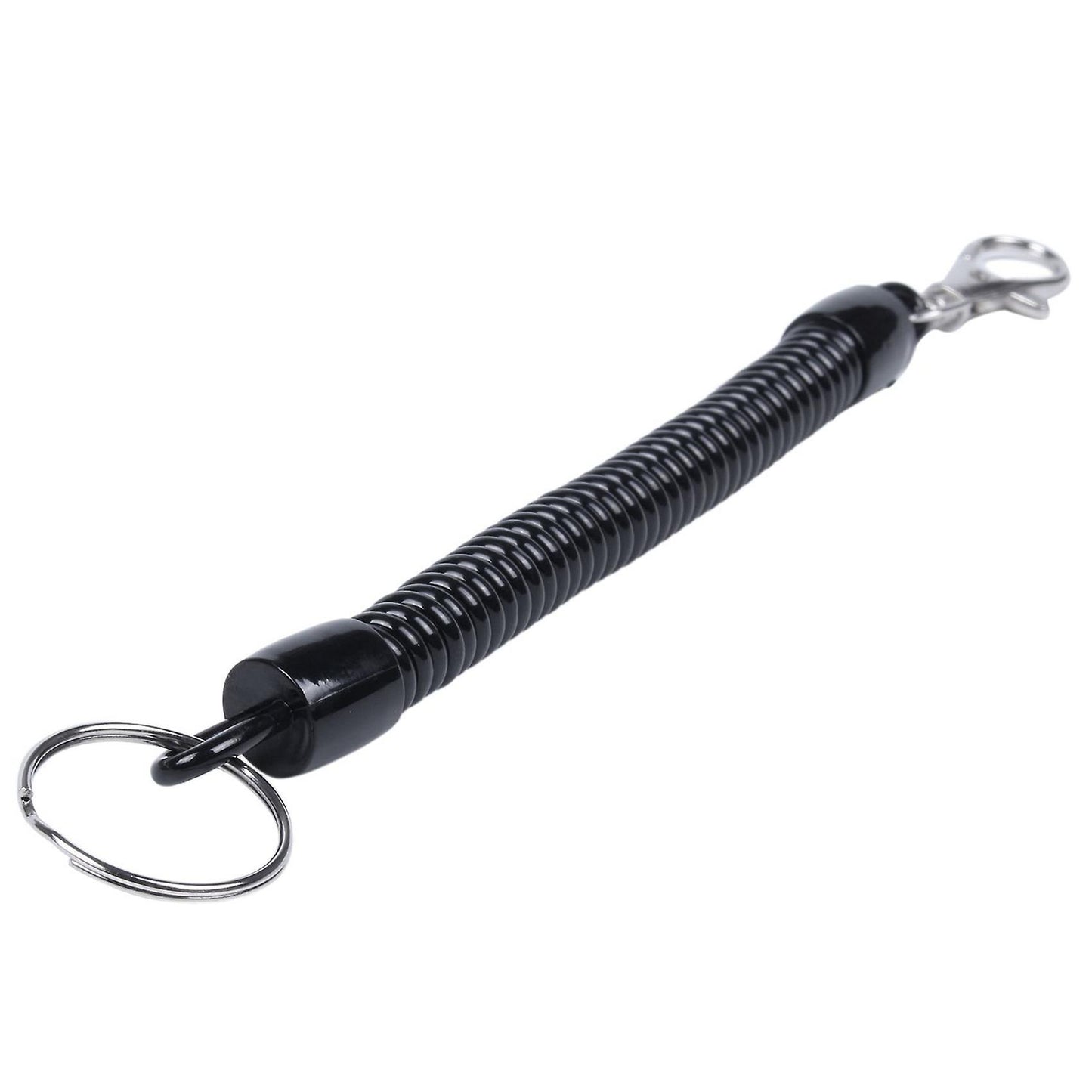 Lobster Clasp Black Spring Stretchy Coil Cord Strap Keychain