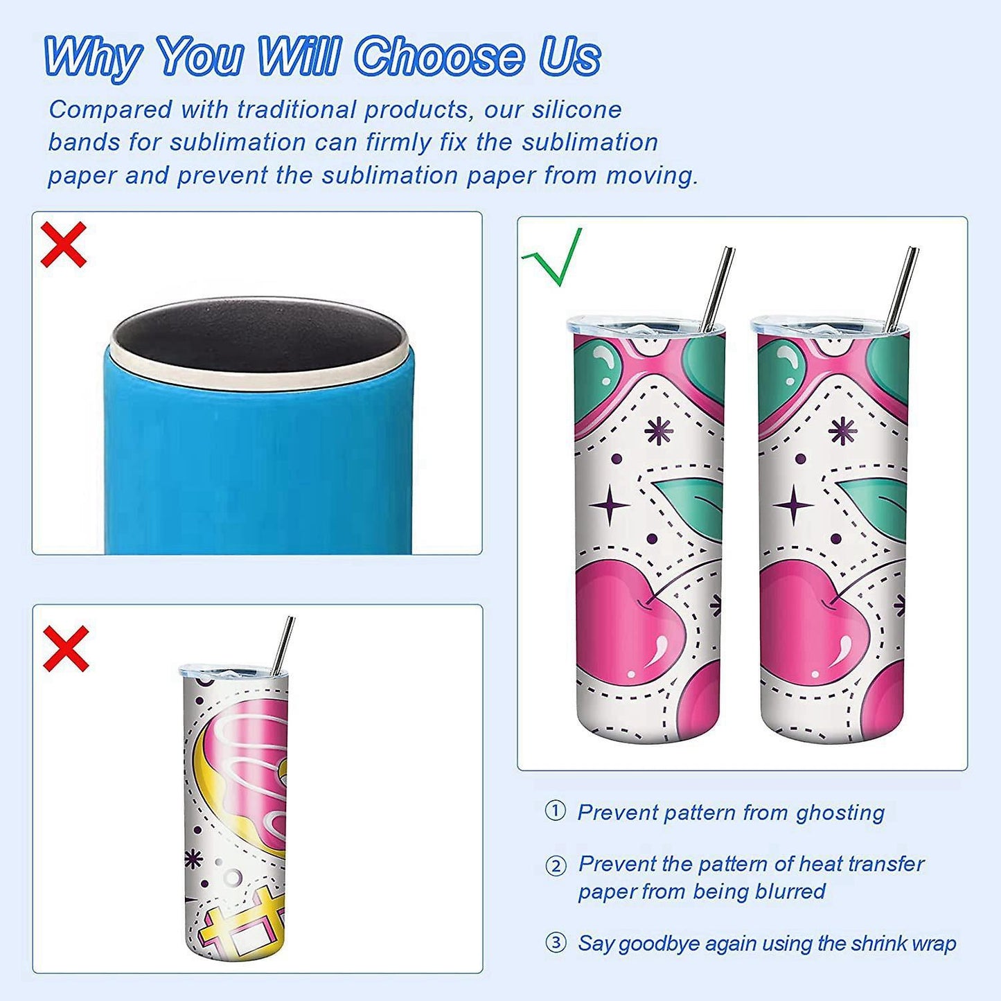 10 Pack Heat Silicone Bands for Sublimation, Silicone Bands