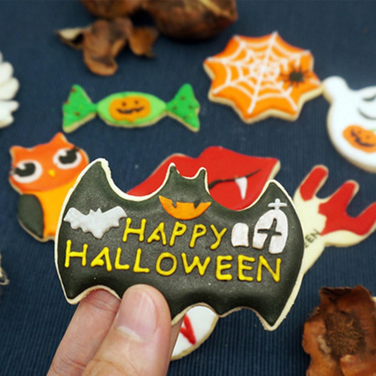 10pc Halloween Bat Pumpkin Ghost Stainless Steel Cookies Cutter Cake