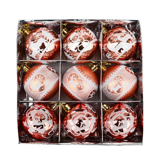 9pcs Christmas Balls Christmas Tree Decor Hanging for Home(rose Gold)