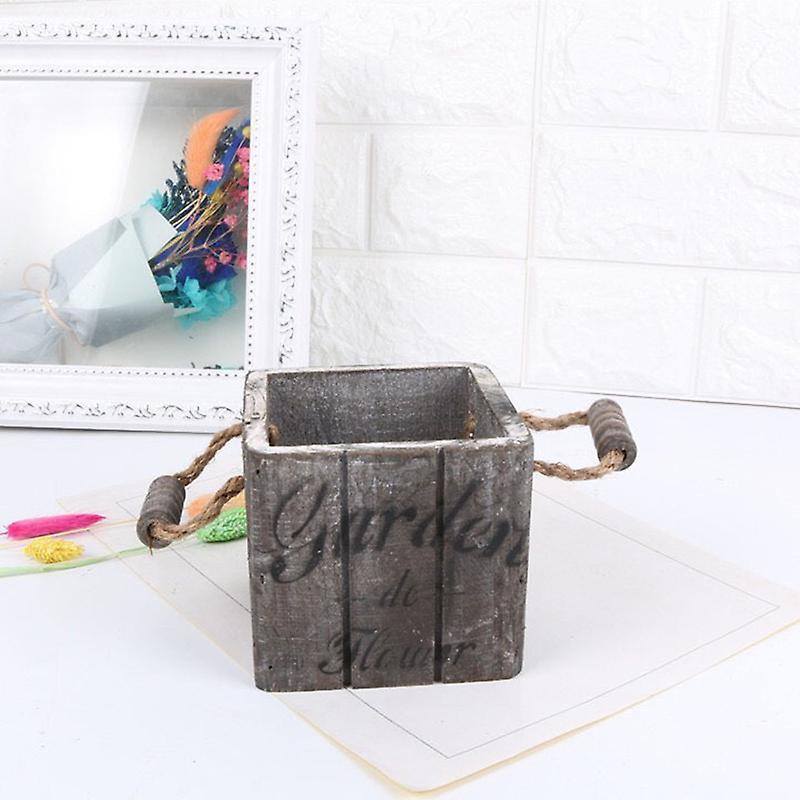 Wooden Rustic Flower Pot Basket Fleshy Succulent Planter Garden Home