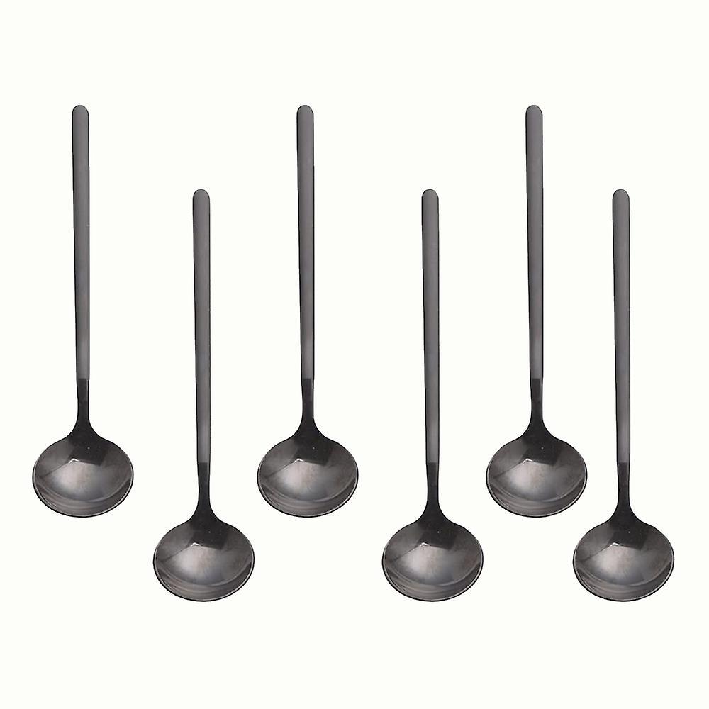 Stainless Steel 6pcs Espresso Spoons for Sugar Antipasto (black)