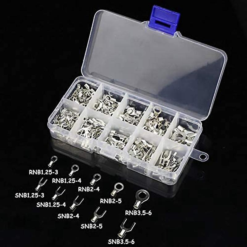 320pcs 10 In 1 Terminals Non-insulated Ring Fork U-type Brass Kit