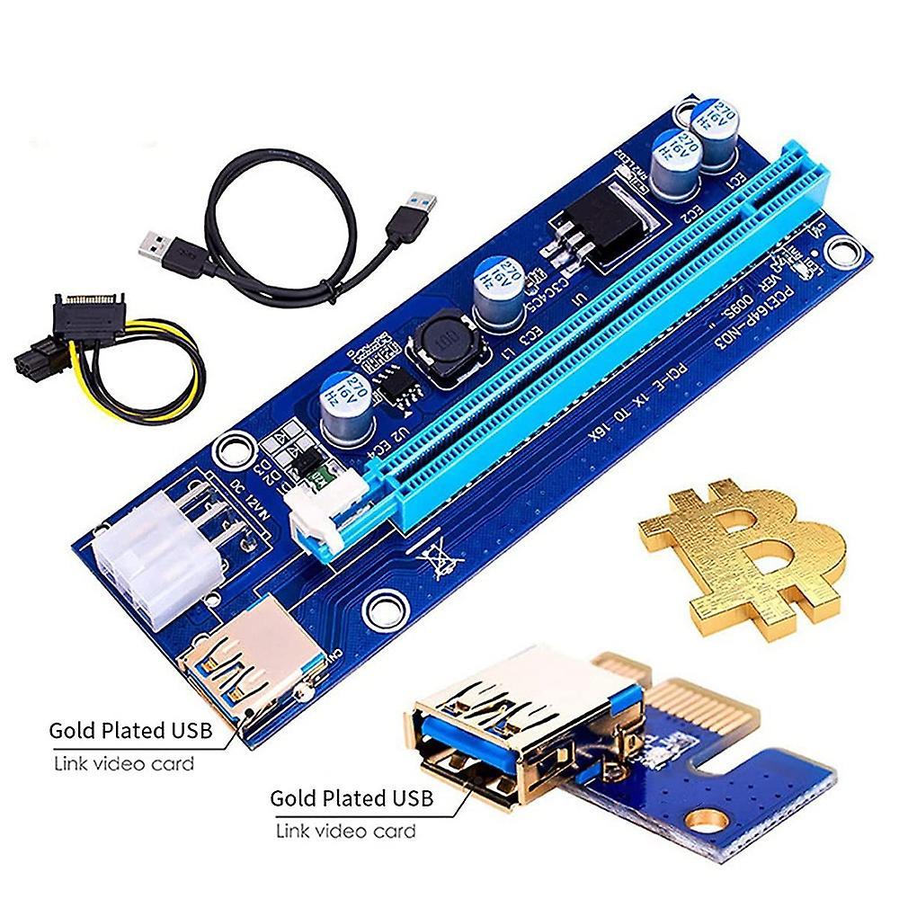 006c Pcie 1x A 16x Express Riser Card Usb 3.0 Cable Btc Mining