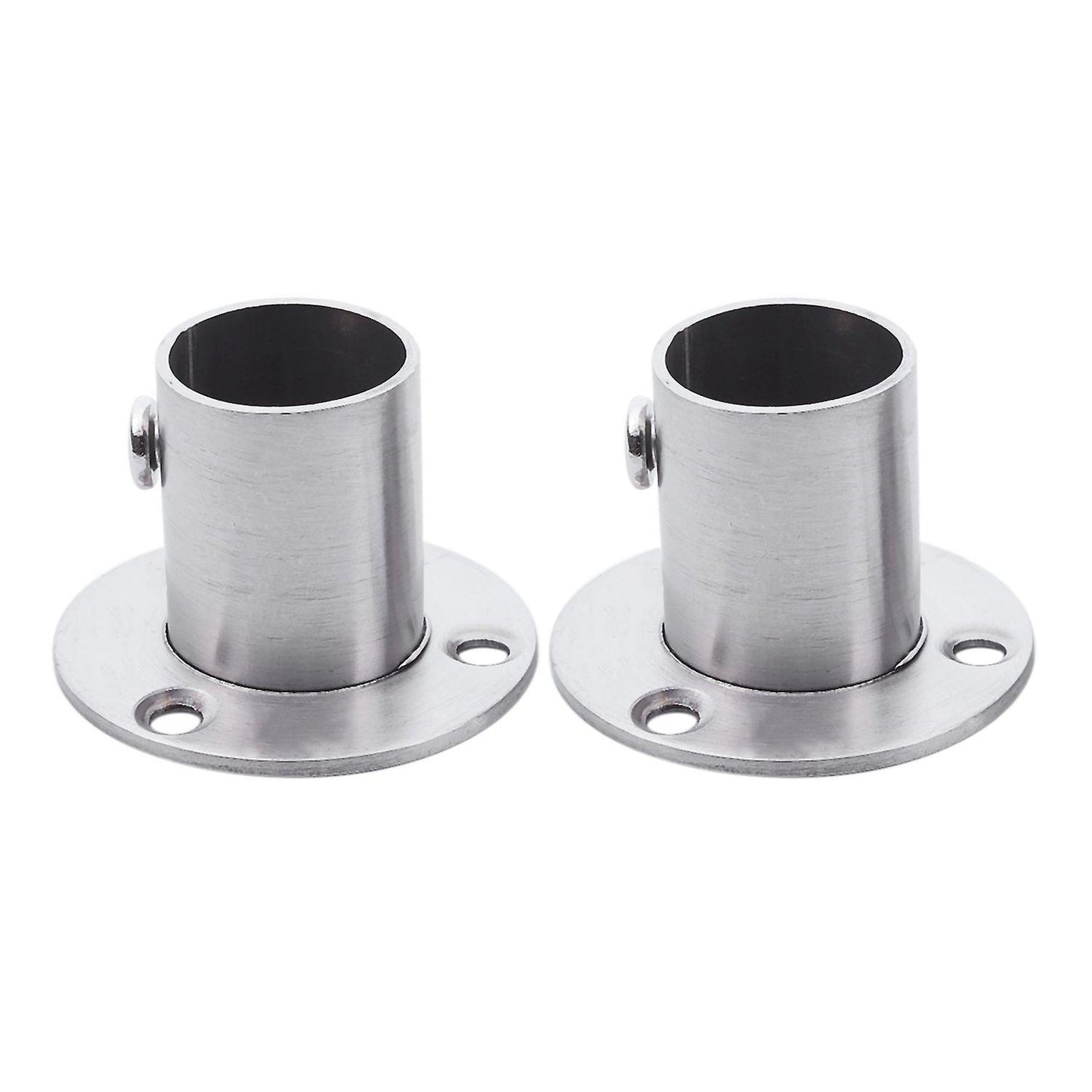 Wardrobe 19mm Tube Stainless Steel Rail Rod End Support Bracket 2pcs