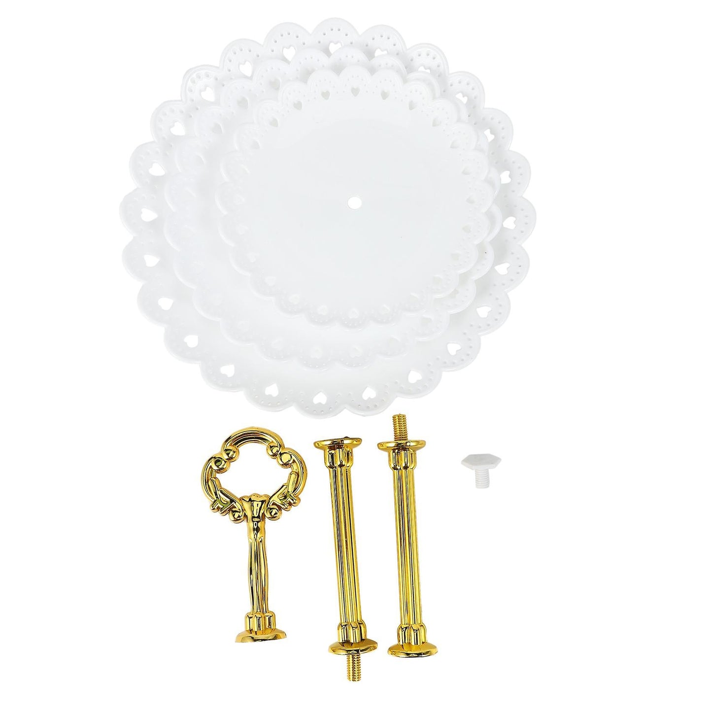 1set 3 Layers Cake Stand Dessert Fruits Vegetable Placed Tool White