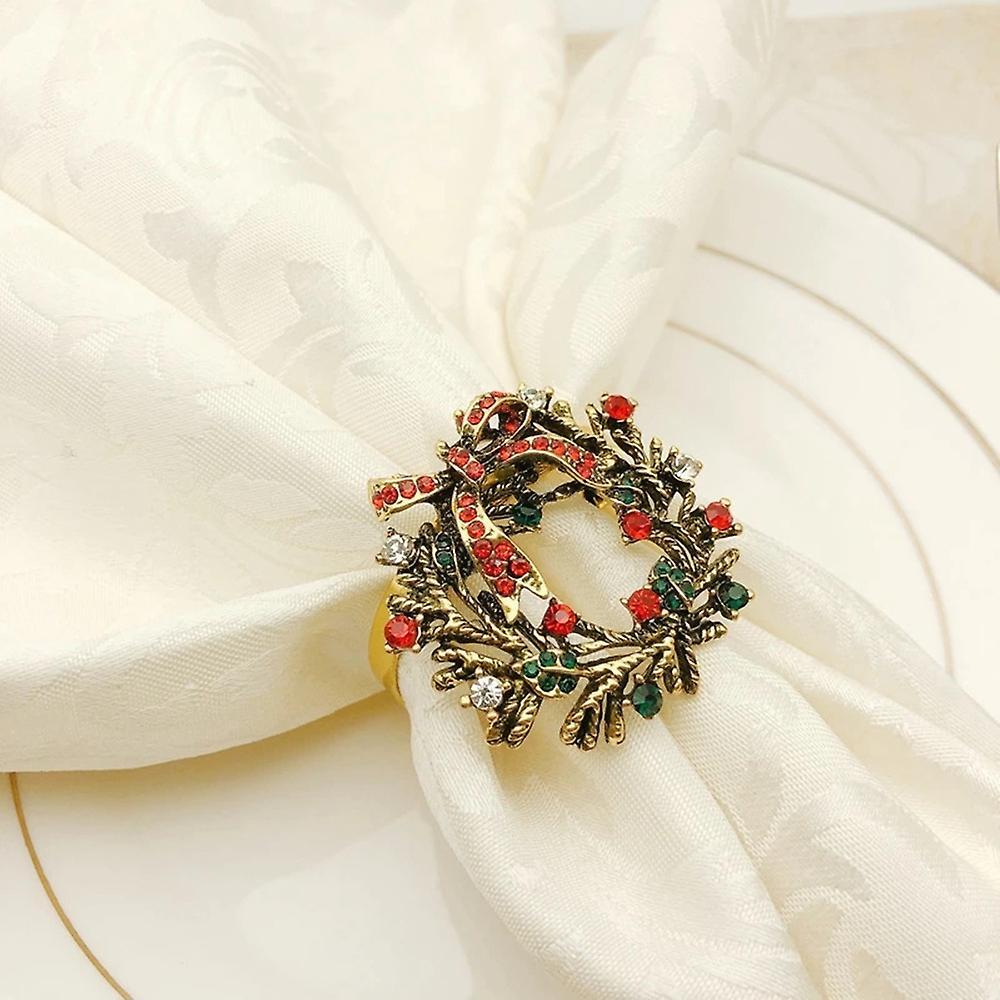 Christmas Wreath Napkin Rings Metal Napkin Buckle Napkin Holder
