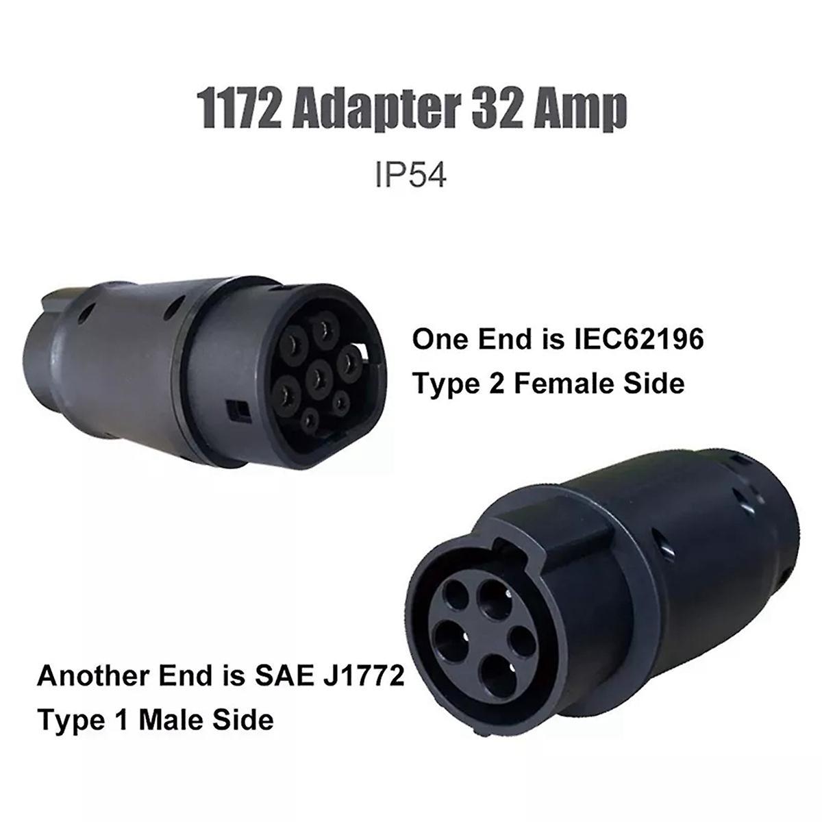 Evse Ev Adaptor 32a J1772 Type 1 to Type 2 Plug Ev Adapter