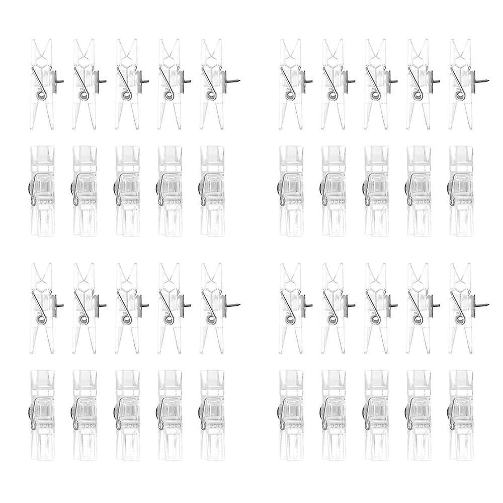 50pcs Plastic Push Pin Clips for Bulletin Board Clear Color