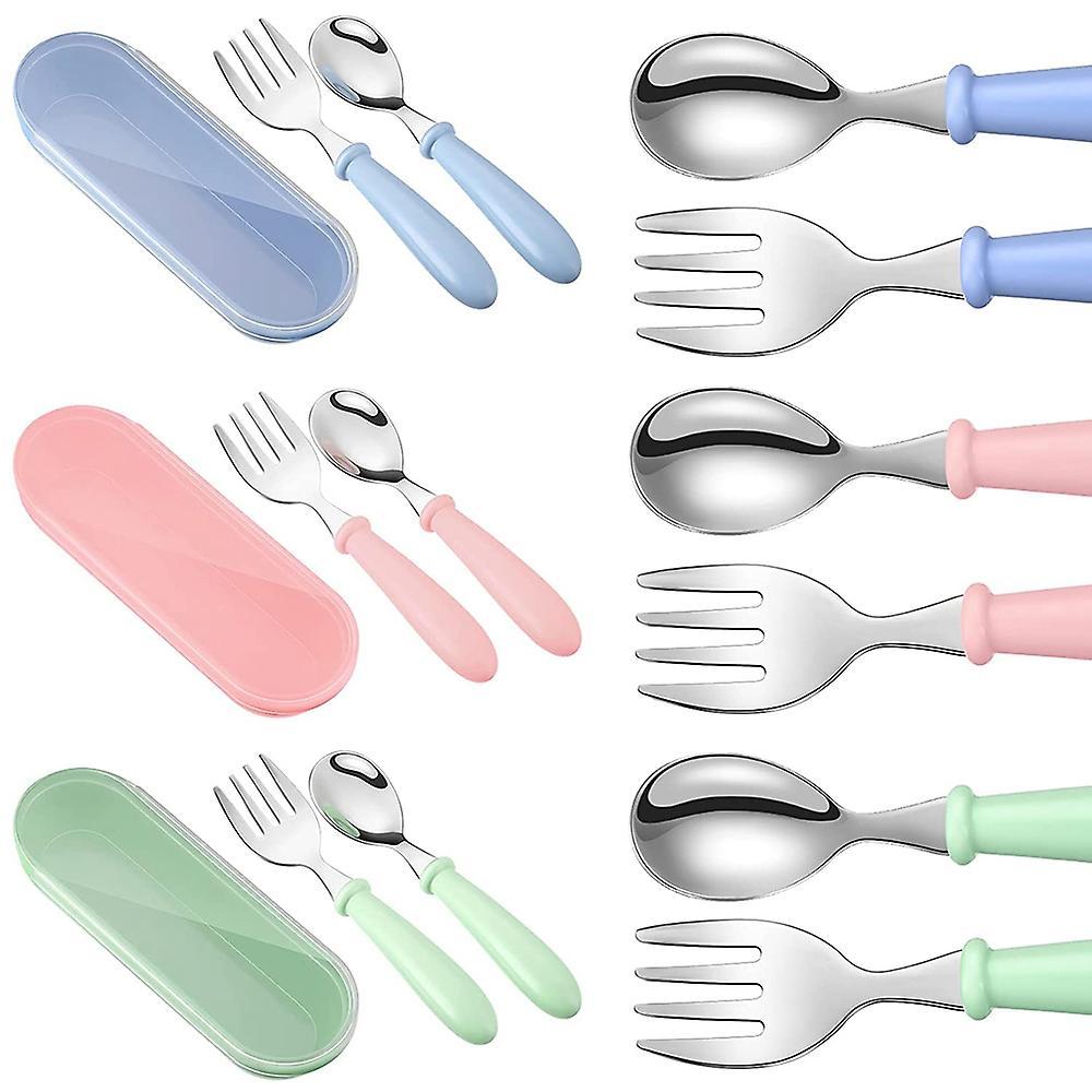 3 Sets Toddler Utensils Toddler Flatware Set Blue,green,pink