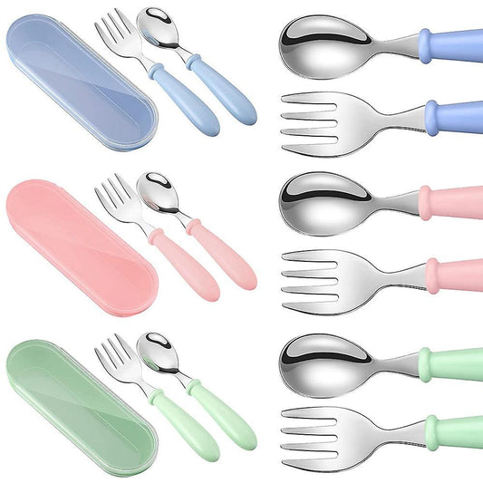 3 Sets Toddler Utensils Toddler Flatware Set Blue,green,pink