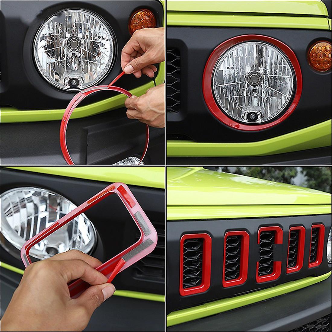 Car Front Light Lamp Cover Headlight Grille Decoration Cover,red