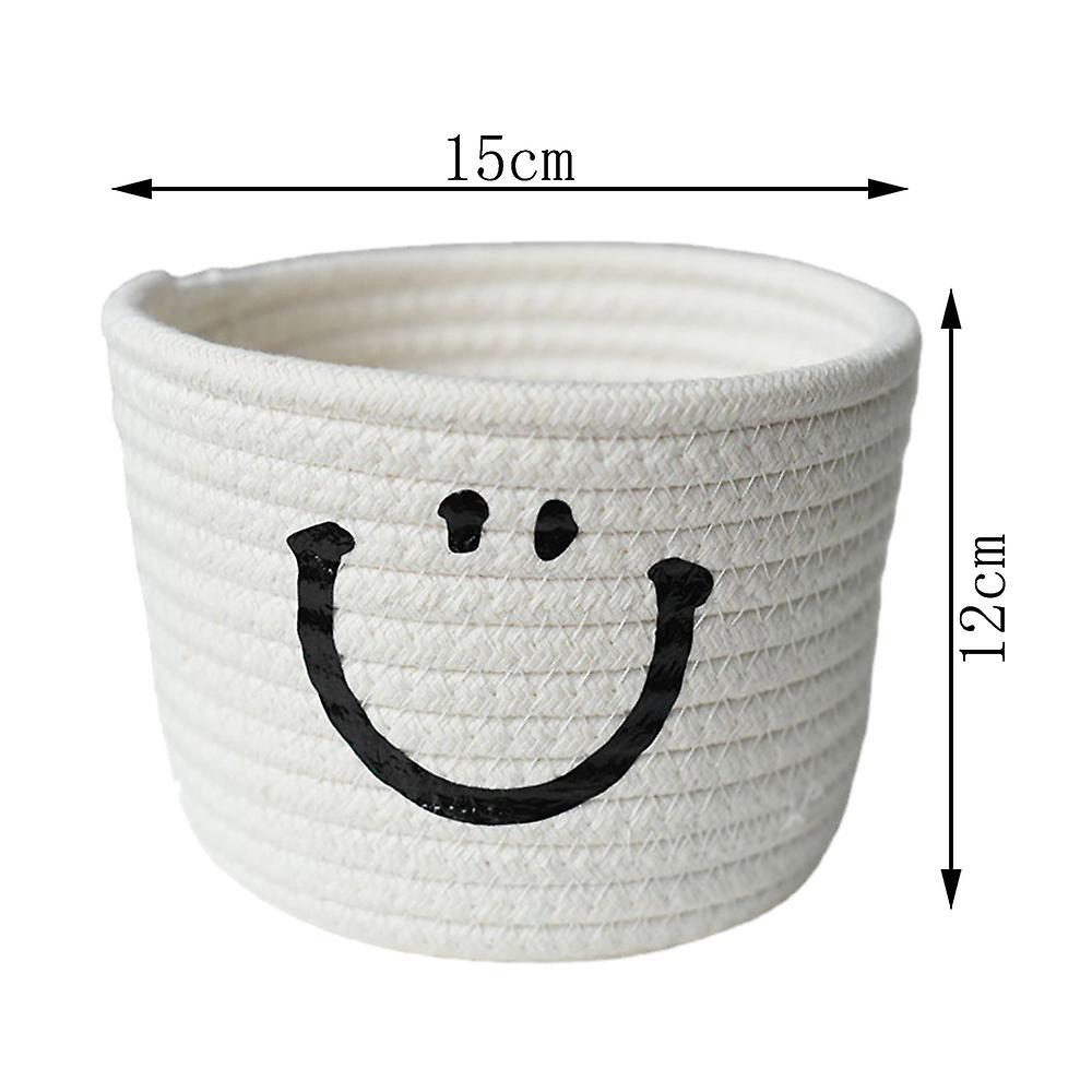 Smile Small Woven Cotton Rope Storage Baskets, Dark Khaki