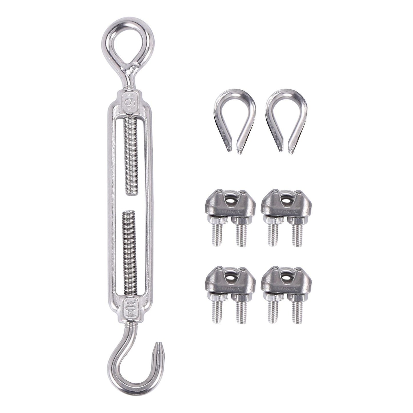 304 Stainless Steel Turnbuckle M6 Wire Rope Tensioner for Wood Post