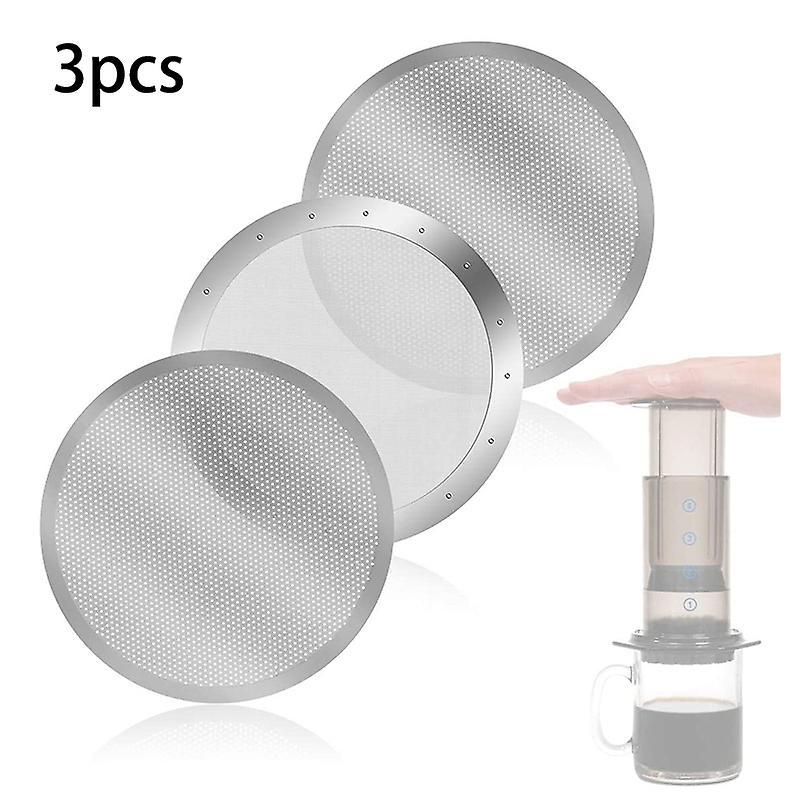 3 Pack Metal Coffee Filter Mesh for Aeropress Coffee Maker, Silver