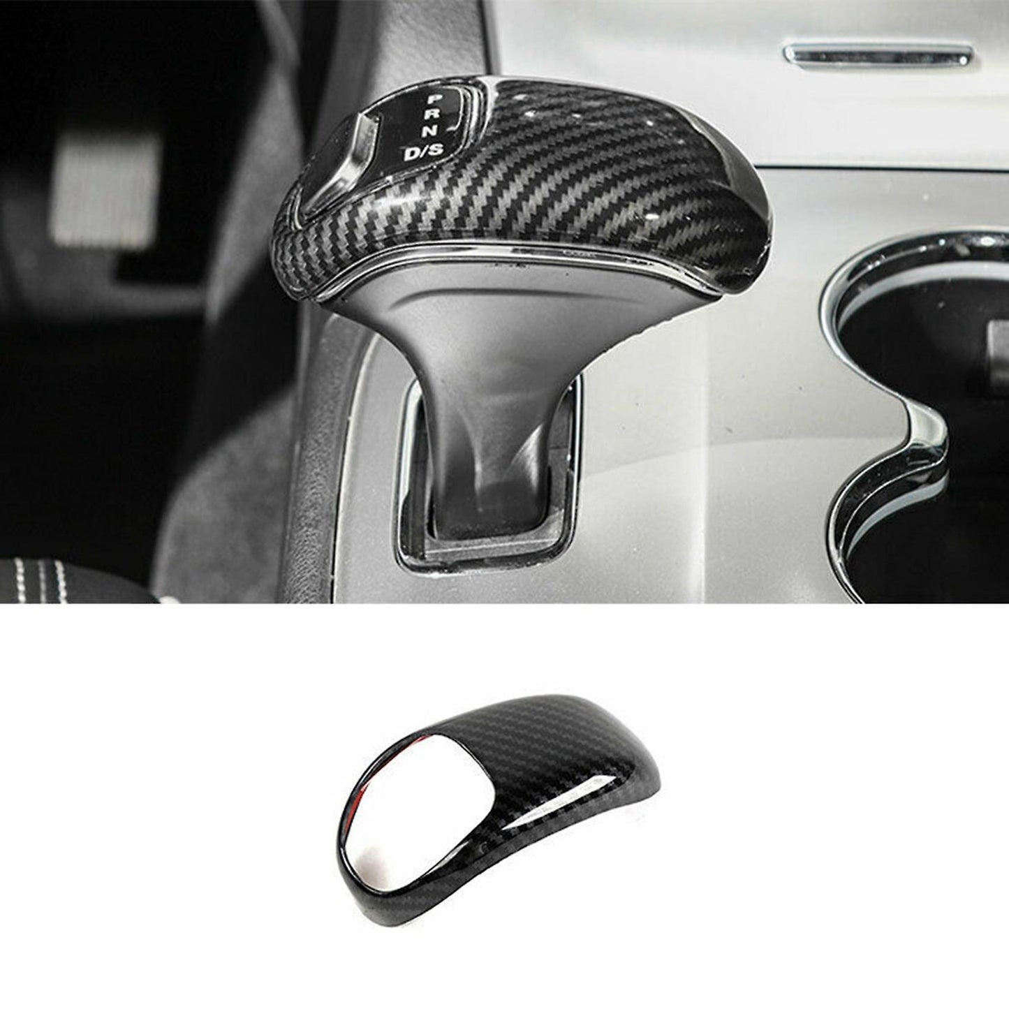 Carbon Fiber Gear Shift Knob Shifter Lever Cover Trim Decoration