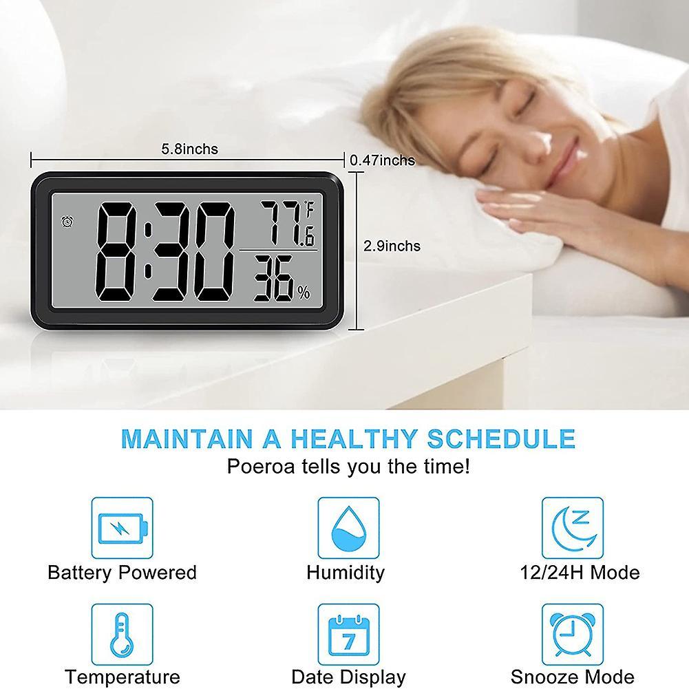 Digital Alarm Clock,battery Operated Lcd Electronic Clock Black