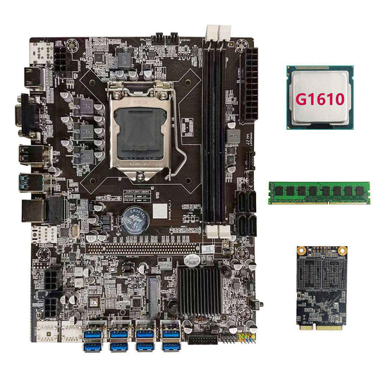 B75 Usb Btc Mining Motherboard+g1610 Cpu+ddr3 4gb 1600mhz Ram