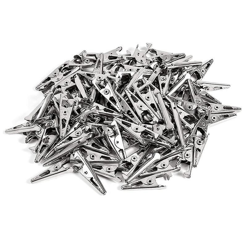 100pcs 1.06in / 27mm Mini Metal Alligator Clips, Crocodile Clamps