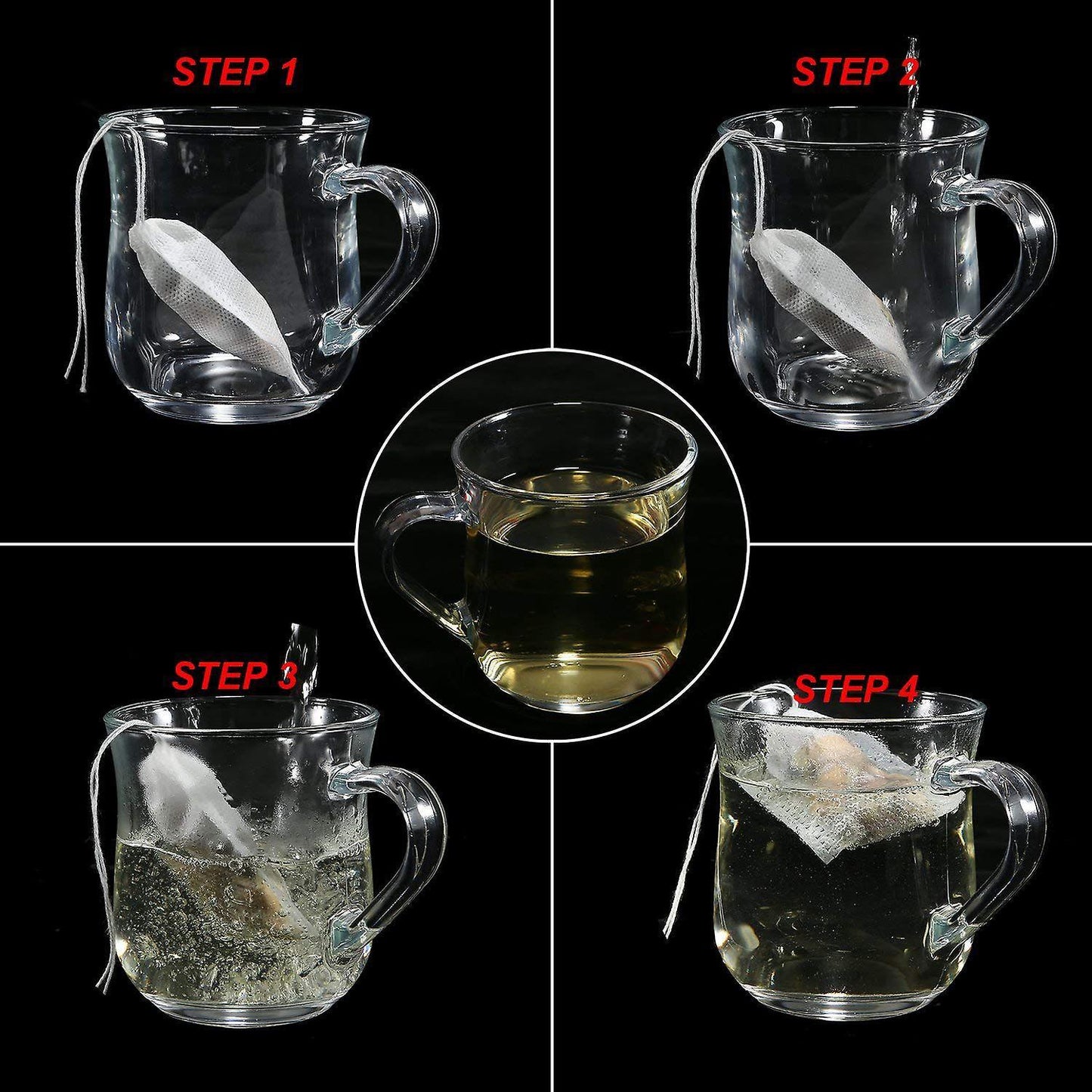 300 Pieces Disposable Drawstring Tea Filter Bags (mixed Sizes)