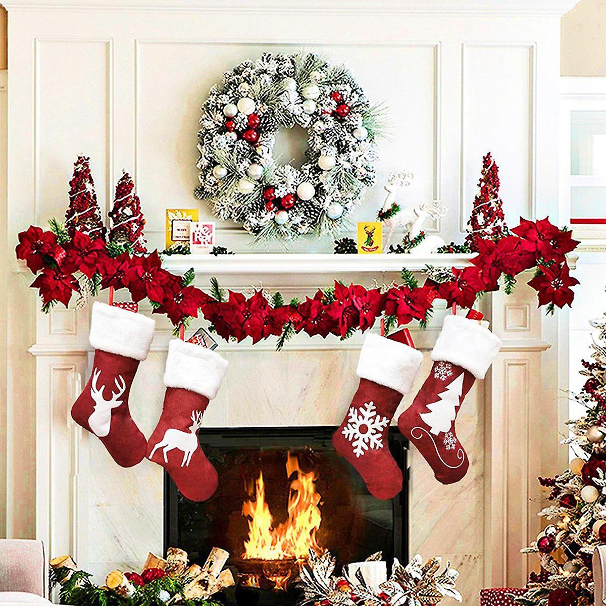 Christmas Socks Gift Bag Kenaf Embroidery Christmas Socks Elk