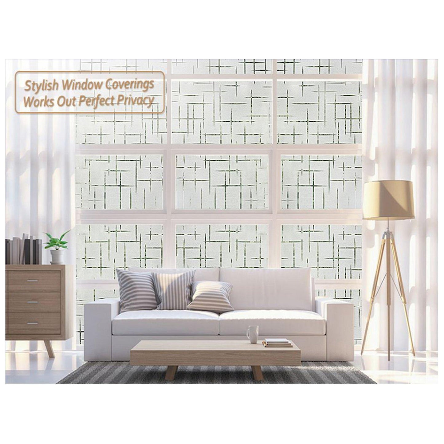 3d Cross Pattern Frosted Non-adhesive Static Sticker Privacy Film