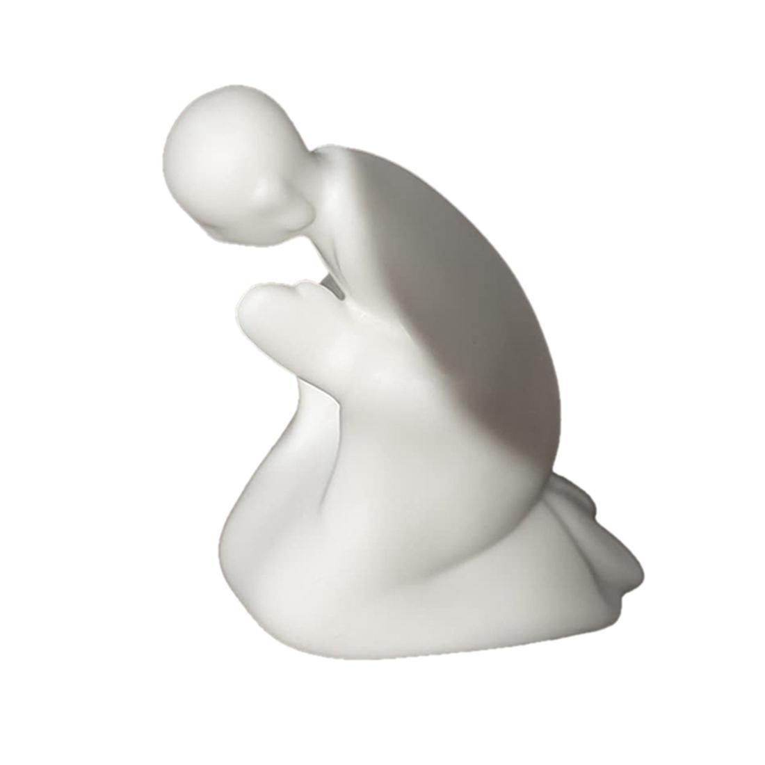 White Ceramic Small Buddha Statue Praying Monk Buddha Statue Zen
