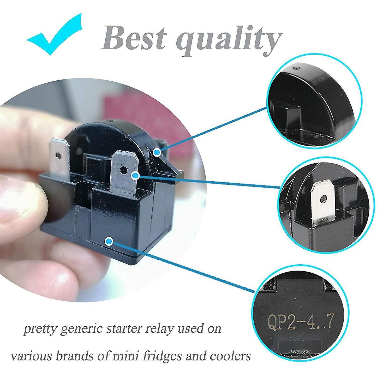 3 Pin Qp2-4.7/ Qp2-4r7 4.7 Ohm Refrigerator Ptc Start/starter Relay