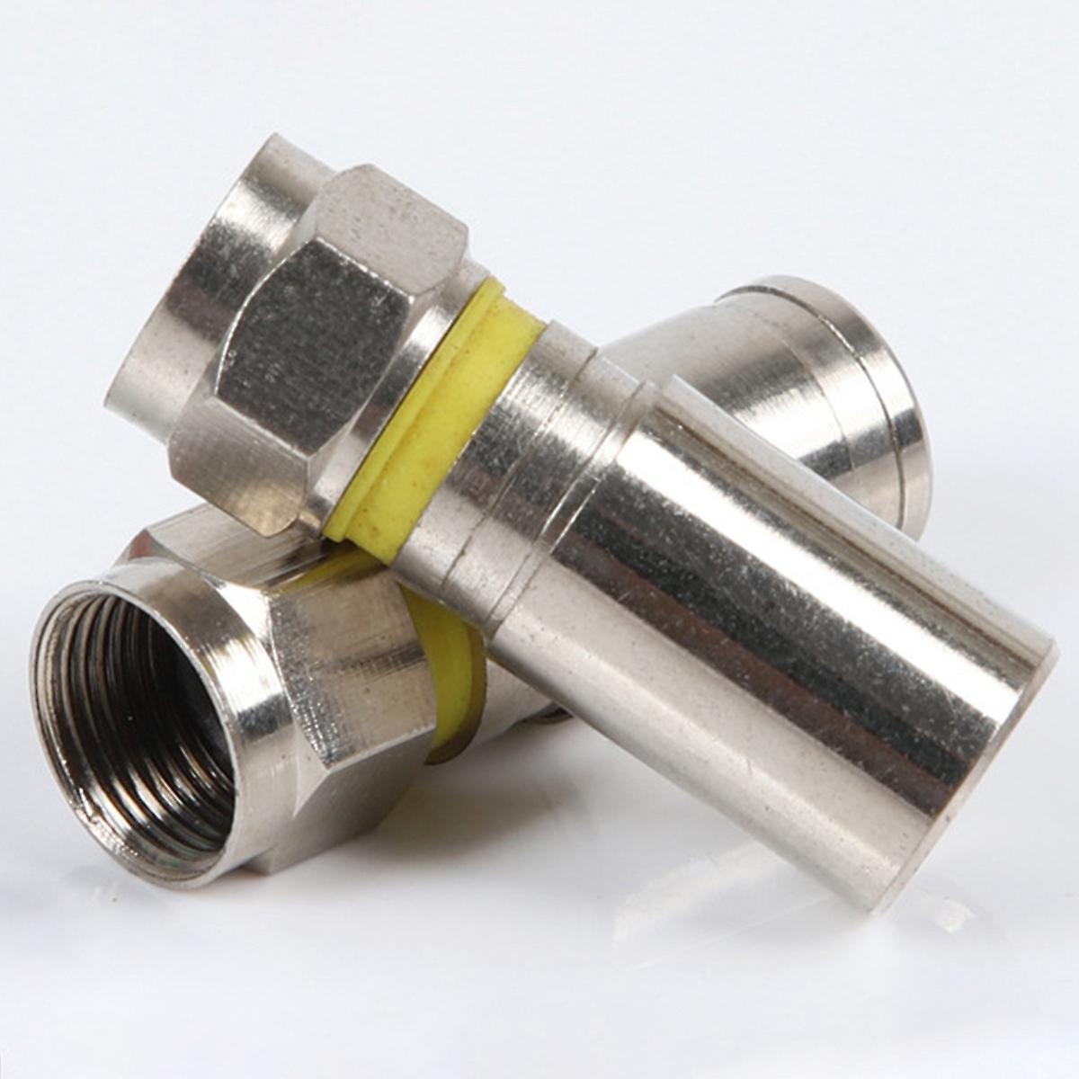 Copper Nickel-plated Inch Rg6 Four-shielded Extrusion F Head Standard