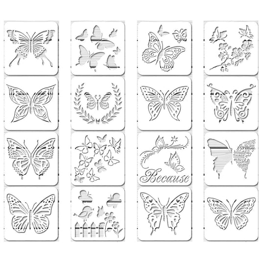 16pcs Reusable Butterfly Stencils Butterfly Template Art Painting
