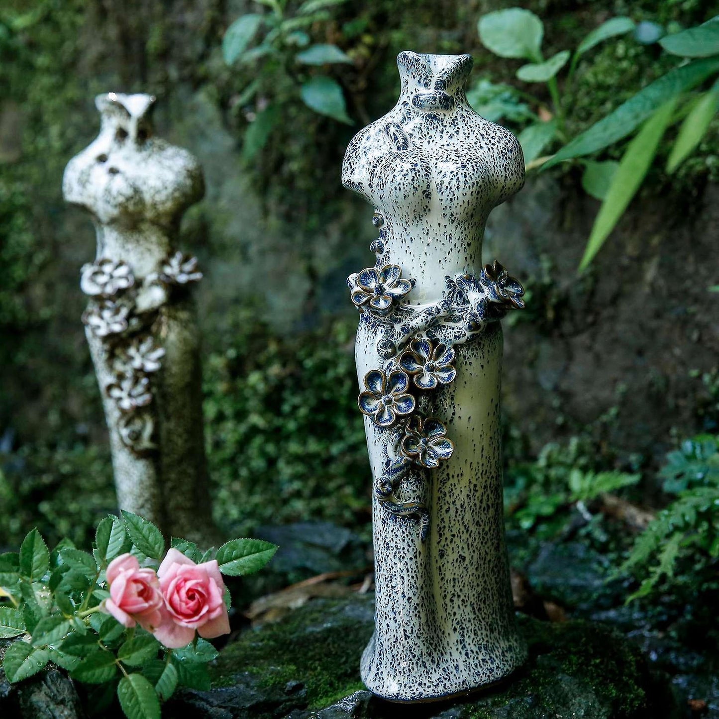 1pcs Cheongsam Dress Flower Pot Ceramic Vase Home Garden Decor B