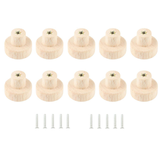 10pcs Wood Round Pull Knobs for Cabinet Drawer Handle Furniture S