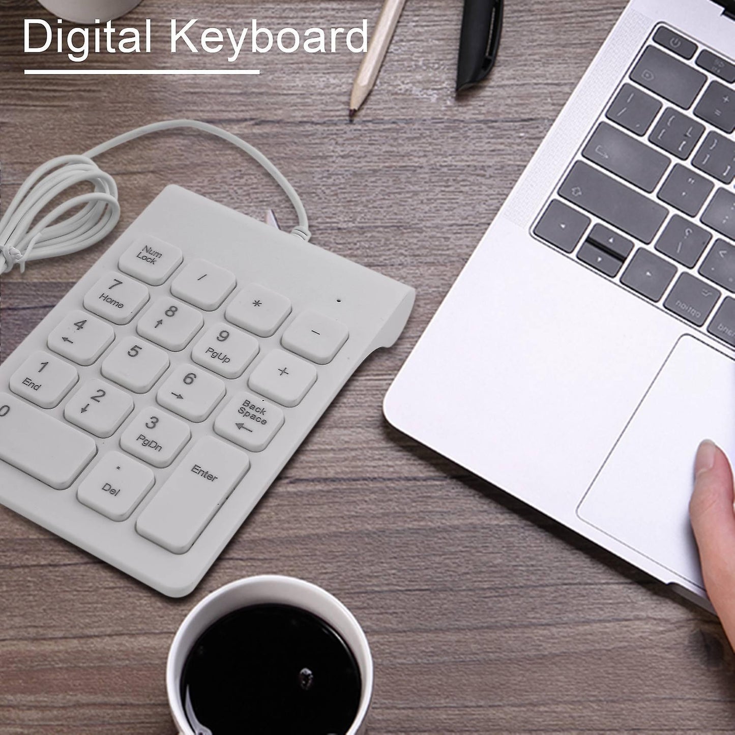 Mini Usb Wired Numeric Keypad Numpad 18 Keys Digital Keyboard (white)